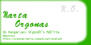 marta orgonas business card